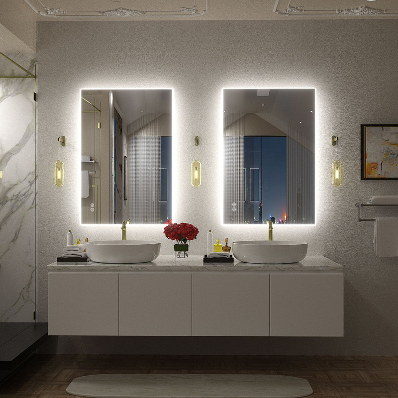 Orren Ellis Aevar Simple & Modern Back LED Lighted Anti-Fog Bathroom ...